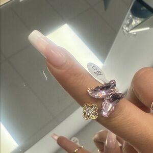 Elegant Pink and Gold Butterfly Earrings